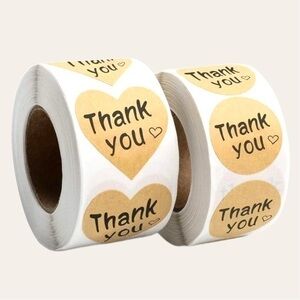 1,000 KRAFT Thank You Stickers! 2 Different Sizes! 2 Different Shapes!